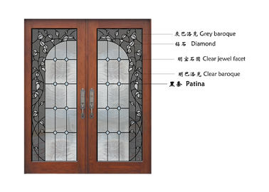 Puerta de vidrio de desplazamiento de madera de Dedorative del marco, puertas deslizantes de cristal internas de la pátina negra