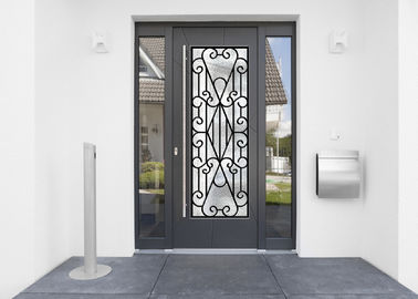 Puertas exteriores formadas llenadas Agon de cristal del hierro labrado de las puertas de la seguridad del hierro labrado de la pulgada 22*64