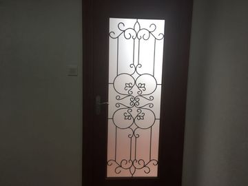 Puertas de entrada de cristal formadas ovales del hierro, puertas antisépticas del hierro labrado con el vidrio