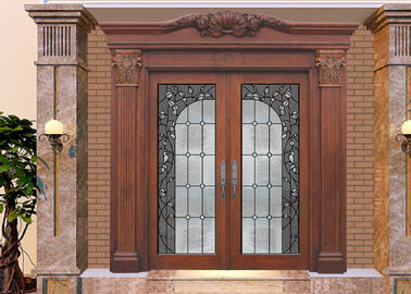 Puerta de vidrio de desplazamiento de madera de Dedorative del marco, puertas deslizantes de cristal internas de la pátina negra