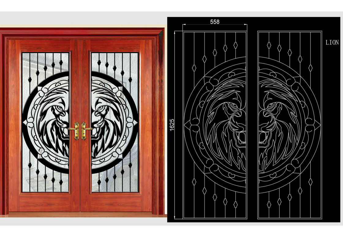 Vidrio de hierro forjado decorativo para puerta Agon Relleno de 22 * 64 pulgadas tamaño en forma