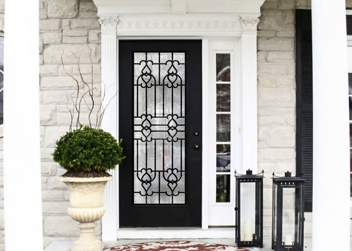 Vidrio de hierro forjado elegante y incrustado de alta pulido / vidrio de puerta decorativo para construir texturas forjadas a mano